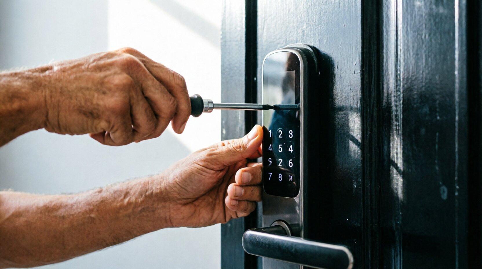 تركيب قفل ذكي على باب حديد